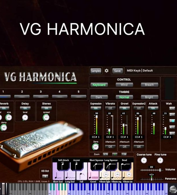 [口琴虚拟乐器] VGTrumpet VG Harmonica Virtual Instrument v1.2.4 [WiN, MacOSX]（568MB+695MB）-果果音源网